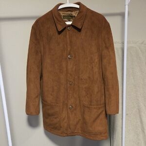 Vintage-Inspired Suede Pea Coat in Chestnut Brown Size M